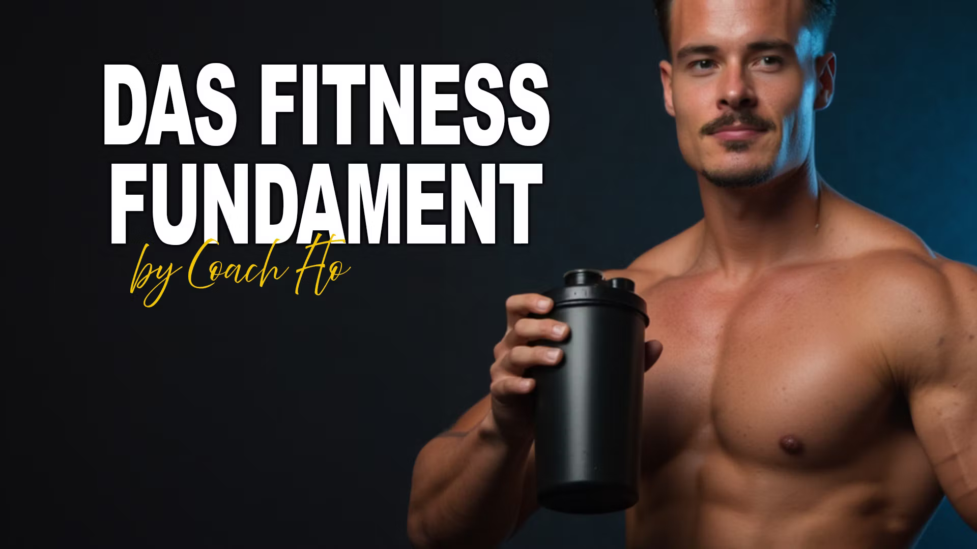 Florian Hein, Coach von Fitness Fundament, vor dunklem Hintergrund